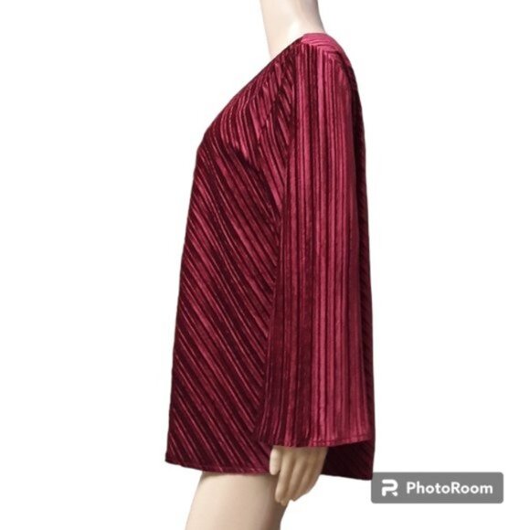 Alfani Long Sleeve Velvet Tunic Blouse Large - Picture 6 of 8
